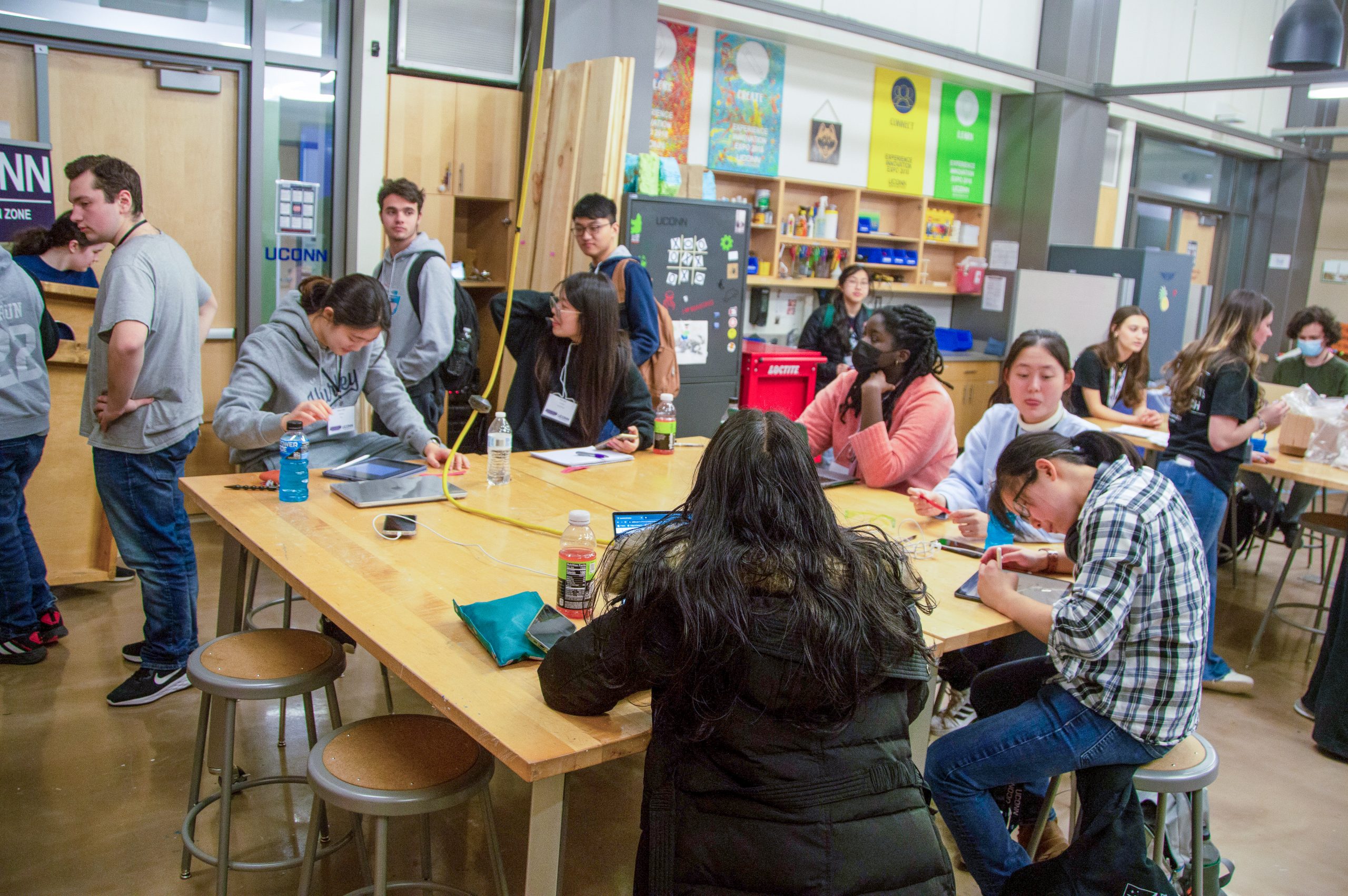 students working in the UConn Innovation Zone