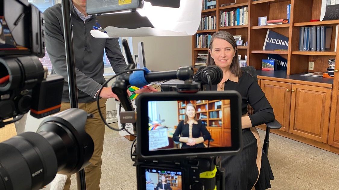 Provost Dr Anne D'Alleva Filming documentary “Innovation in Connecticut “ Provost Dr Anne D'Alleva Filming documentary “Innovation in Connecticut “